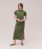 Womens Relaxed Tee Maxi Dress - Pigment Dye Jersey - Cypress