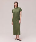 Womens Relaxed Tee Maxi Dress - Pigment Dye Jersey - Cypress