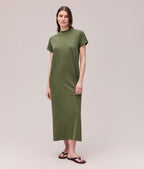 Womens Relaxed Tee Maxi Dress - Pigment Dye Jersey - Cypress