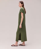 Womens Relaxed Tee Maxi Dress - Pigment Dye Jersey - Cypress