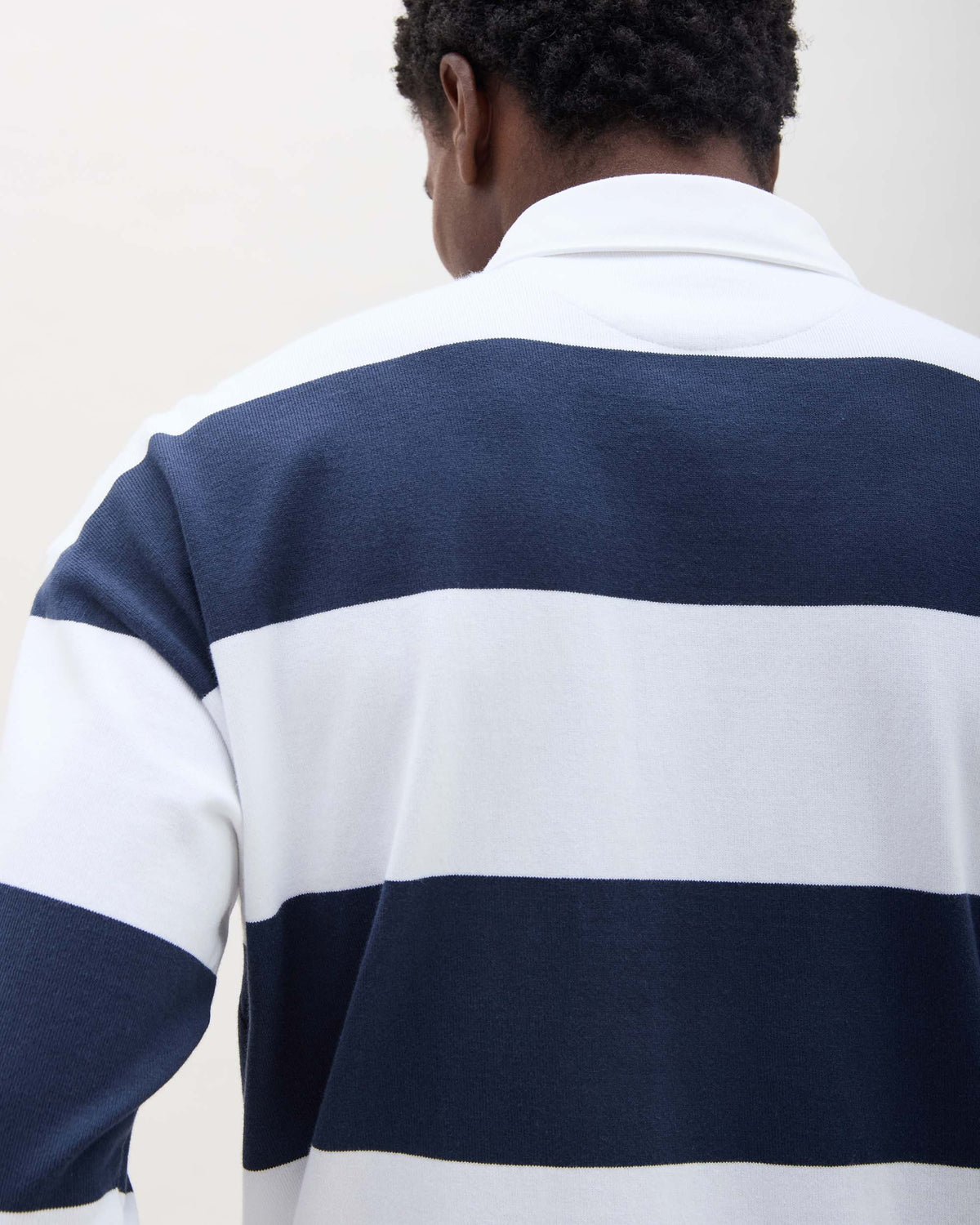 Mens Heavy Pima Rugby Polo - Pima Cotton Jersey - Blue Nights Stripe