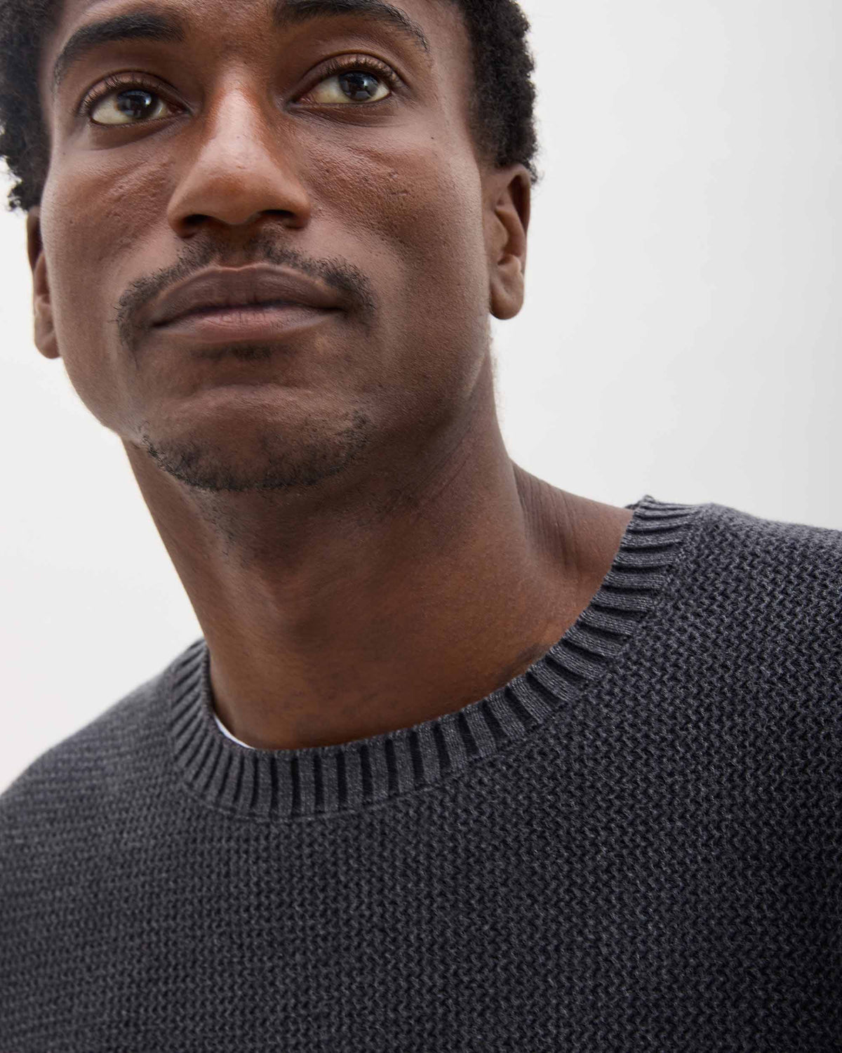 Mens Dune Open Knit Sweater - Cotton Sweater Knit - Black