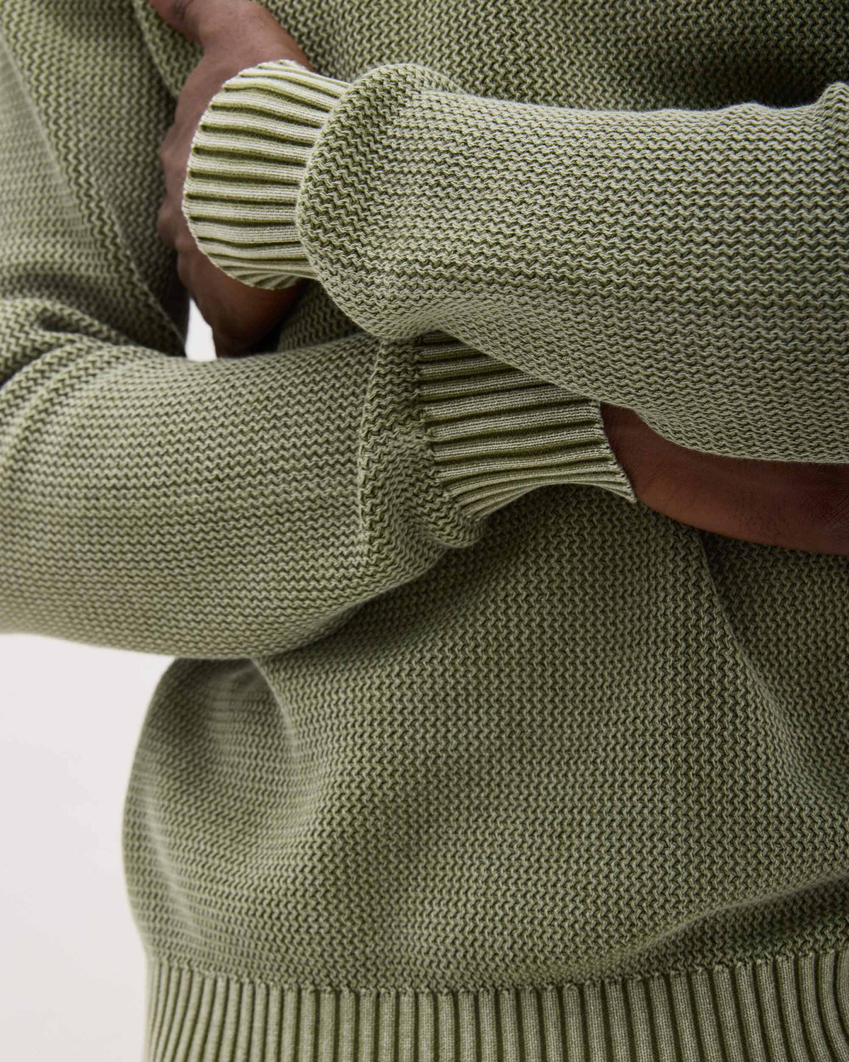 Mens Dune Open Knit Sweater - Cotton Sweater Knit - Cypress
