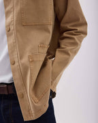 Mens Lightweight Chore Coat - Stretch Cotton Twill - Khaki