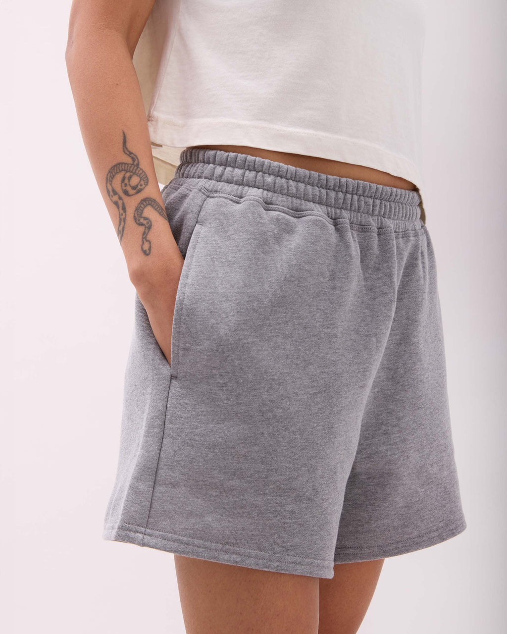 Womens Recycled Fleece Sweatshort - Recycled Fleece - Heather Grey