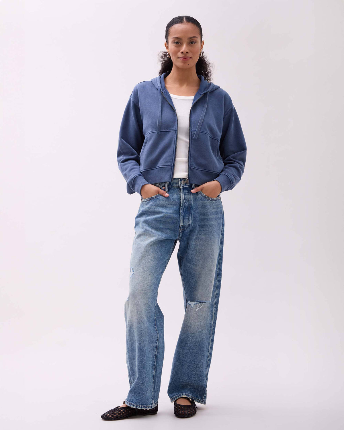 Womens Recycled Fleece Zip Hoodie - Recycled Fleece - Mineral Moonlit Ocean
