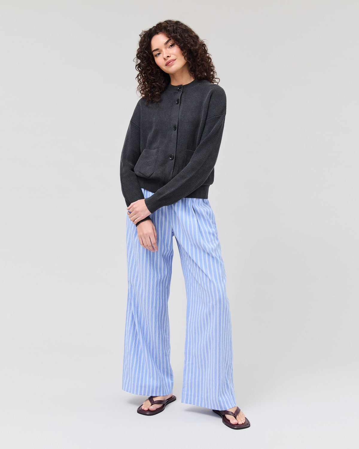 Womens Dune Cardigan - Cotton Sweater Knit - Black