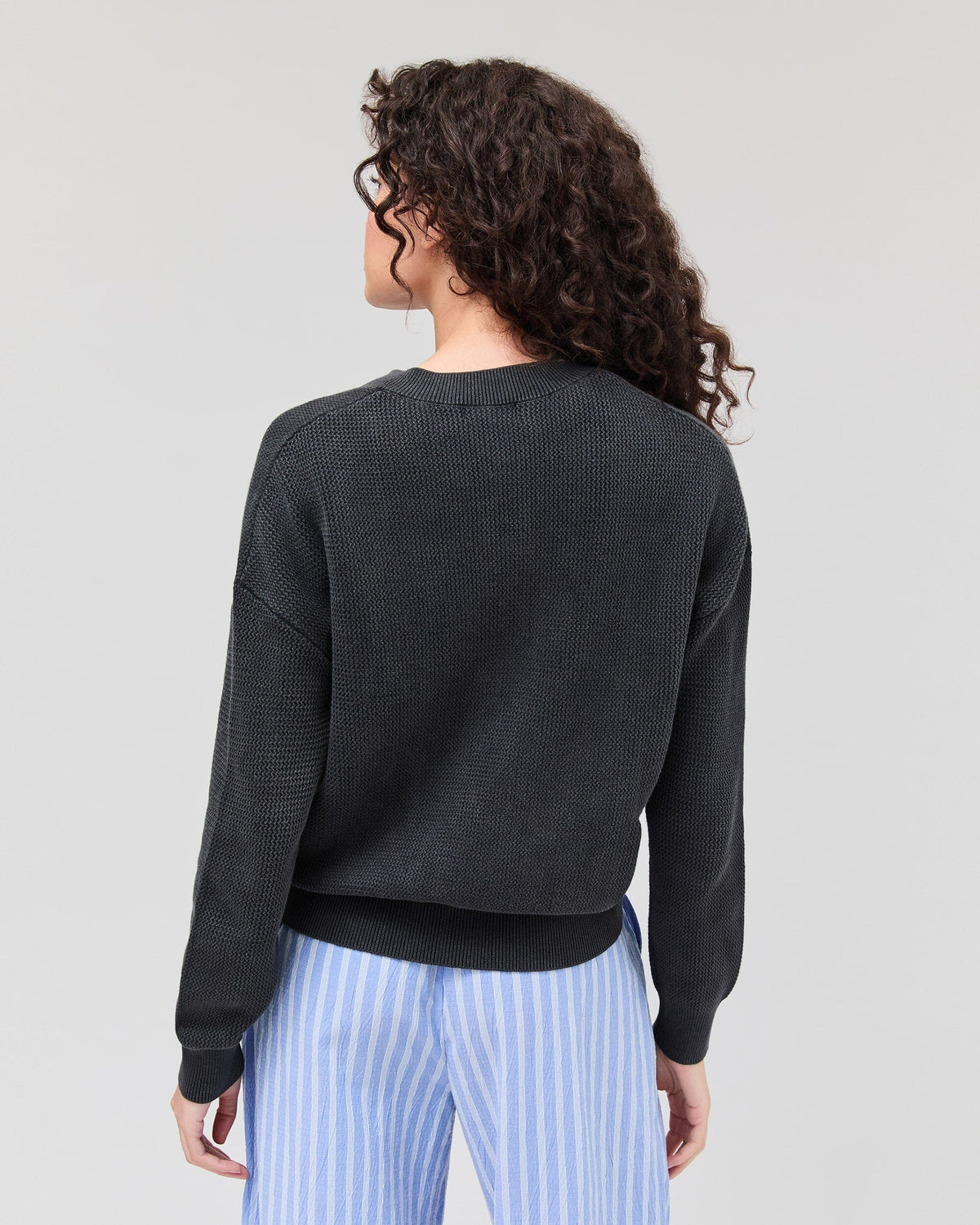 Womens Dune Cardigan - Cotton Sweater Knit - Black