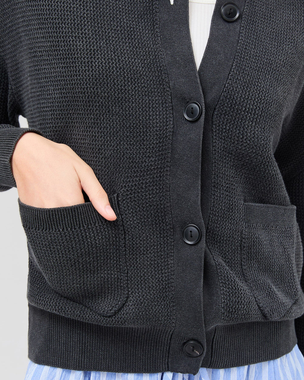Womens Dune Cardigan - Cotton Sweater Knit - Black