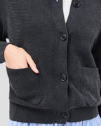 Womens Dune Cardigan - Cotton Sweater Knit - Black
