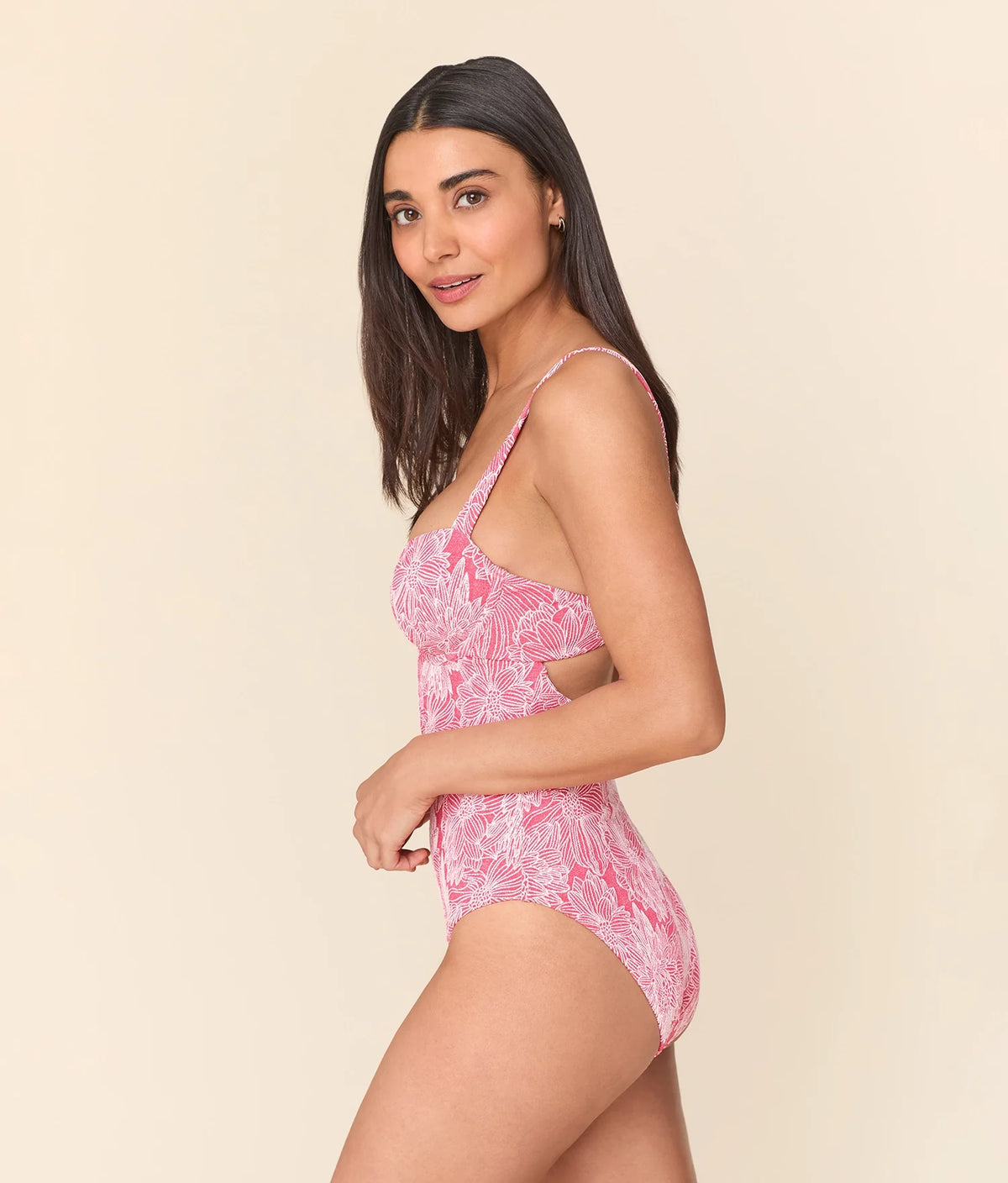 The Dorset One Piece - Garden Jacquard - Peachy - Long Torso