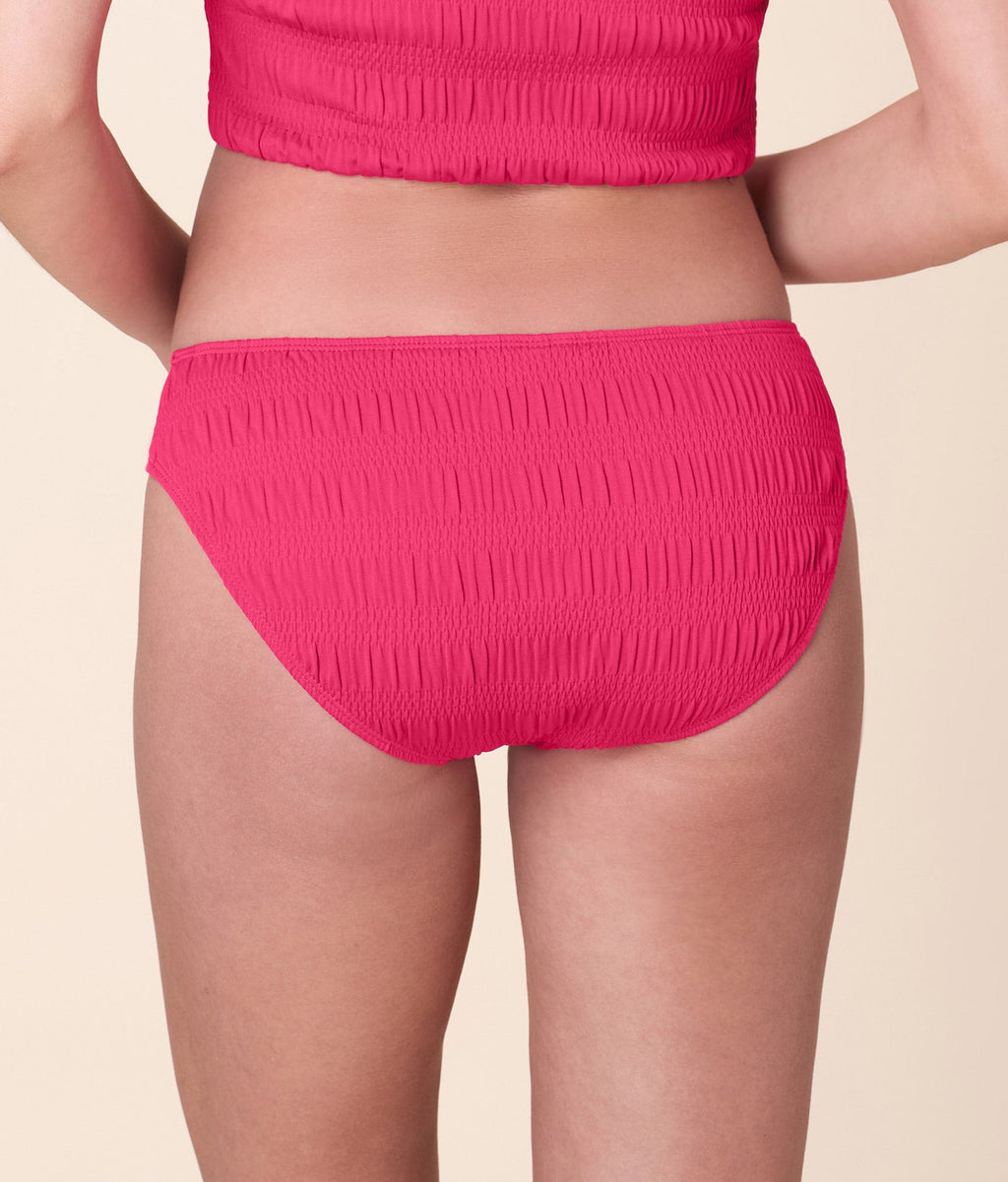 The Classic Bikini Bottom - Smocked - Bright Begonia