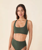 The Devon Bikini Top - Textured Geo - Thyme
