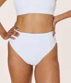The High Waist Cheeky Bikini Bottom - Ribbed - White