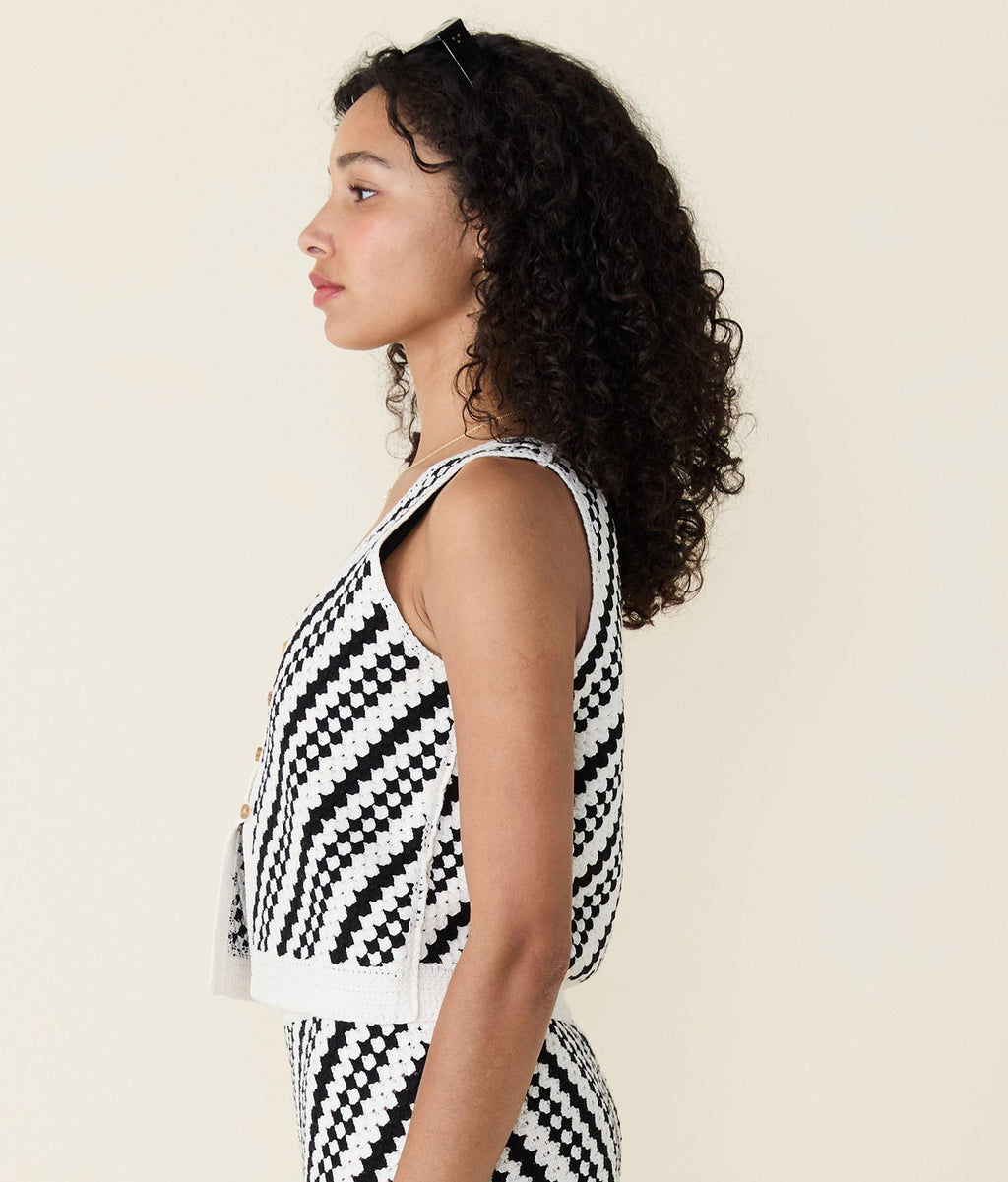 Oasis Sweater Tank (Black - Cream Stripe)