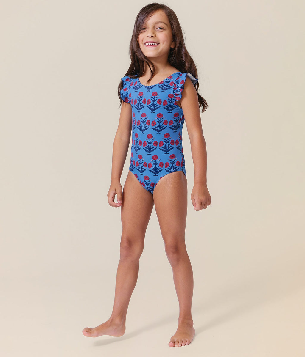 The Livie Girls One Piece - Eco Nylon - Blue Dandelion
